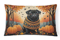 Black Pug Fall Decorative Throw Pillow 12x16 Indoor Outdoor Accent Cushion, Fabric Cover with Insert for Sofa, Bed, Porch & Living Room