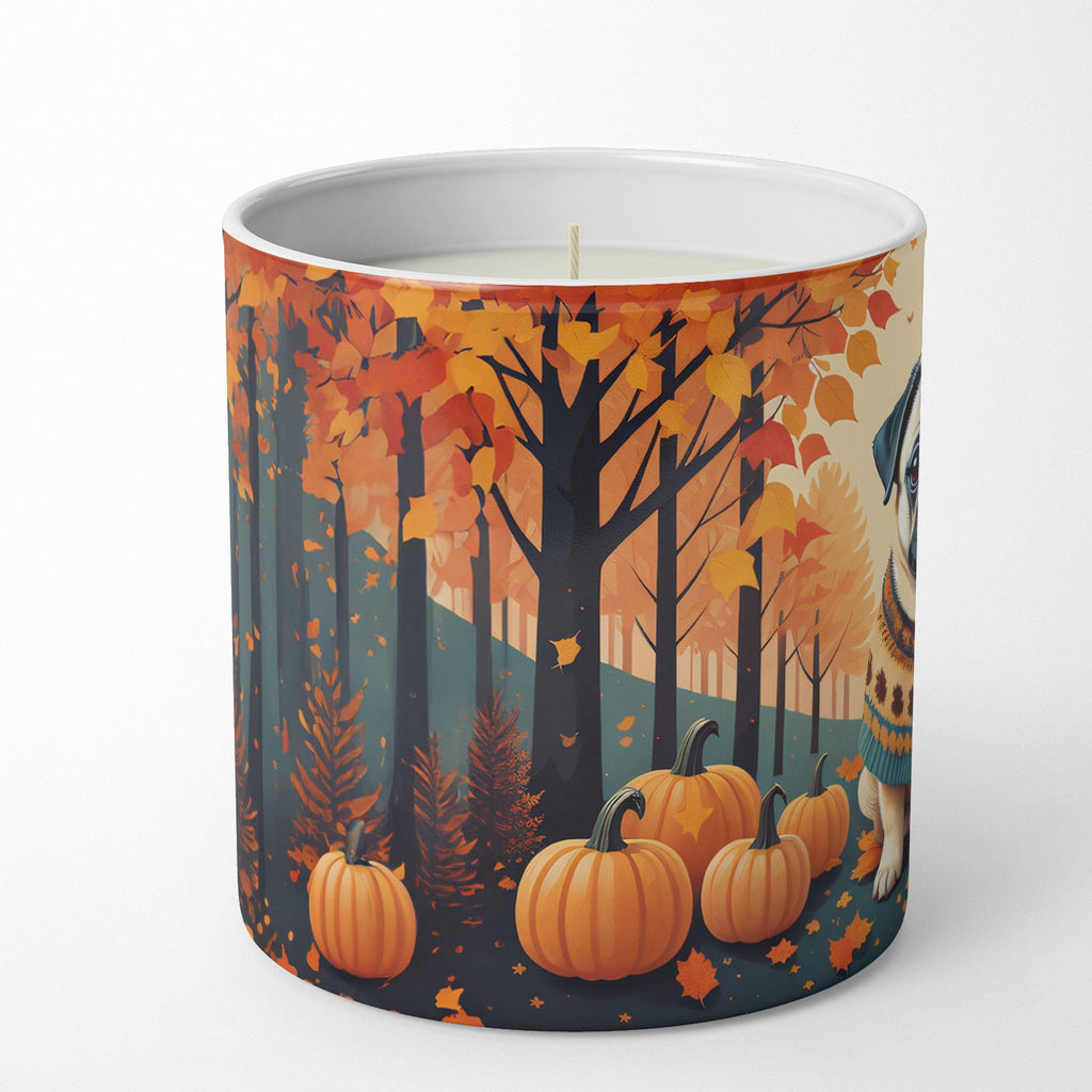 Fawn Pug Fall Decorative Soy Candle Nature Soy Wax Essential Oil Home Decor Ideal for Bedroom Kitchen Bath Office Gift, 10 oz