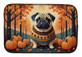 Fawn Pug Fall Dish Drying Mat Absorbent Dish Drying Mat Pad for Kitchen Counter Dish Drainer Mat for Countertop, 14 x 21", Multicolor