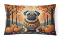 Fawn Pug Fall Decorative Throw Pillow 12x16 Indoor Outdoor Accent Cushion, Fabric Cover with Insert for Sofa, Bed, Porch & Living Room