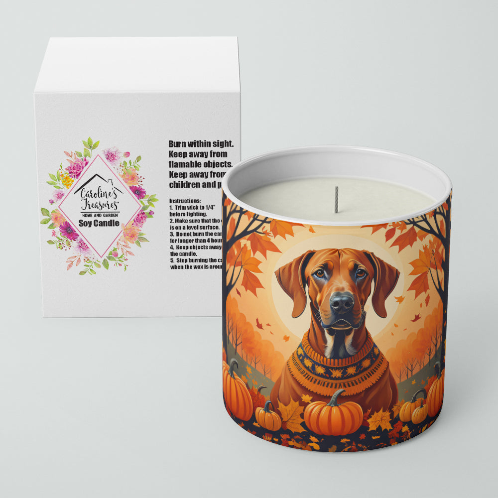 Rhodesian Ridgeback Fall Decorative Soy Candle Nature Soy Wax Essential Oil Home Decor Ideal for Bedroom Kitchen Bath Office Gift, 10 oz
