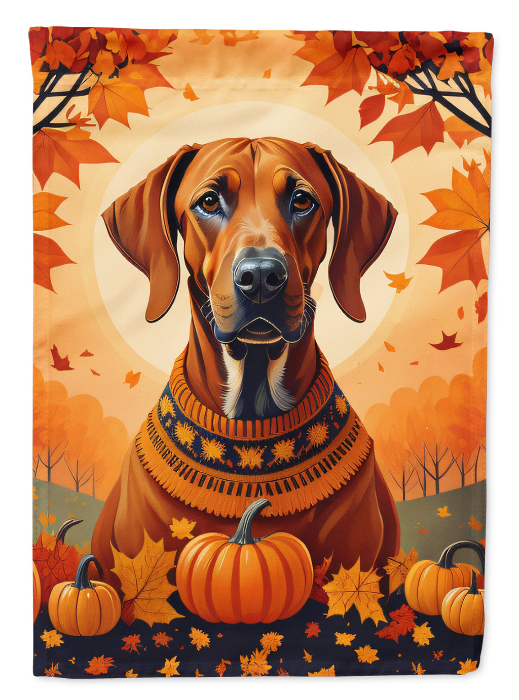 Rhodesian Ridgeback Fall House Flag 28x40 Porch Sleeve Pole Decorative Outside Yard Banner Artwork Wall Hanging, Polyester