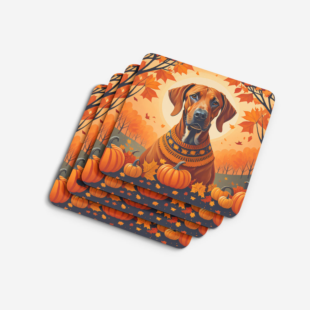 Rhodesian Ridgeback Fall Foam Coasters Set of 4 Cup Coasters for Indoor Outdoor, Tabletop Protection, Anti Slip, Mouse pad Material