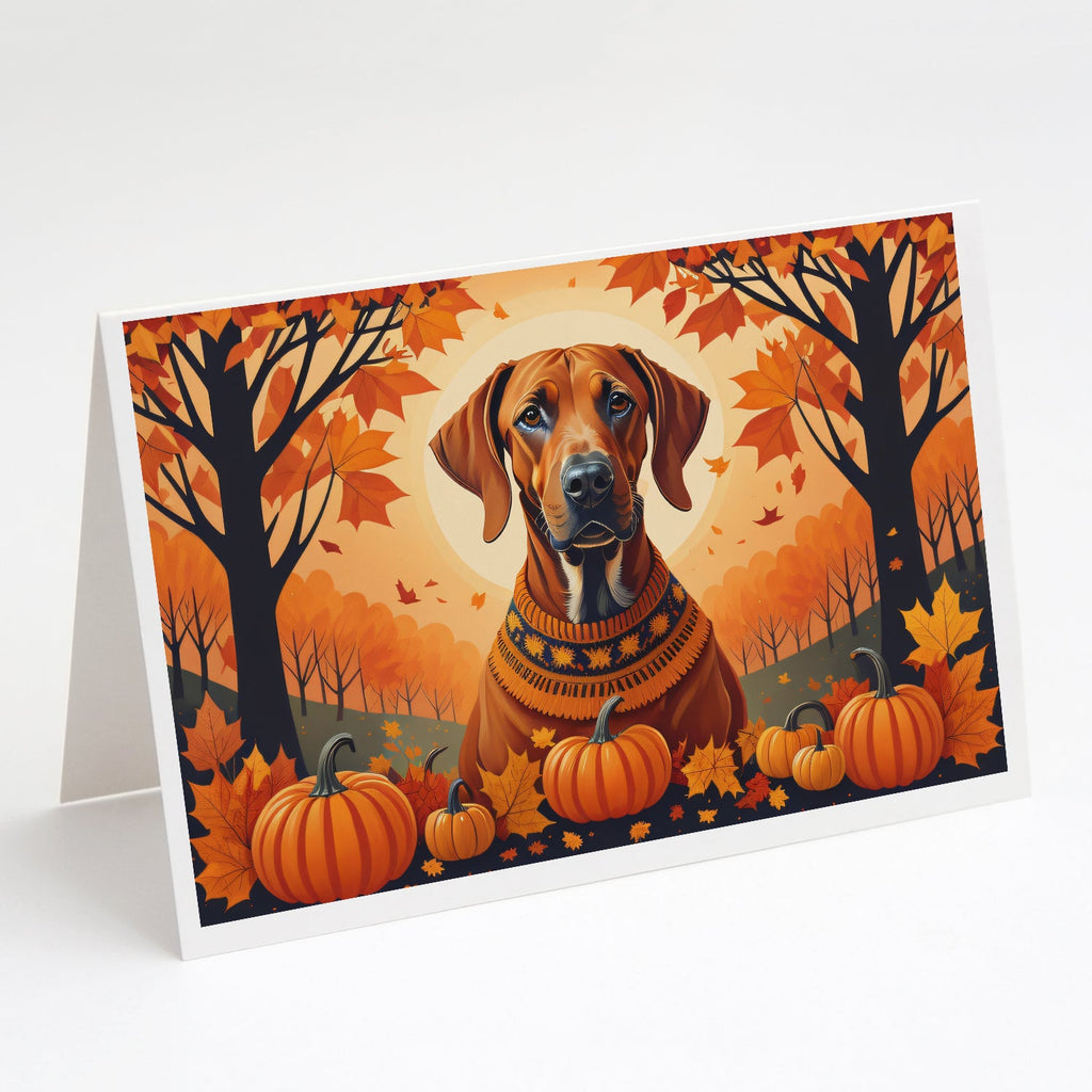 Rhodesian Ridgeback Fall Greeting Cards Pack of 8 Blank Cards with Envelopes Whimsical A7 Size 5x7