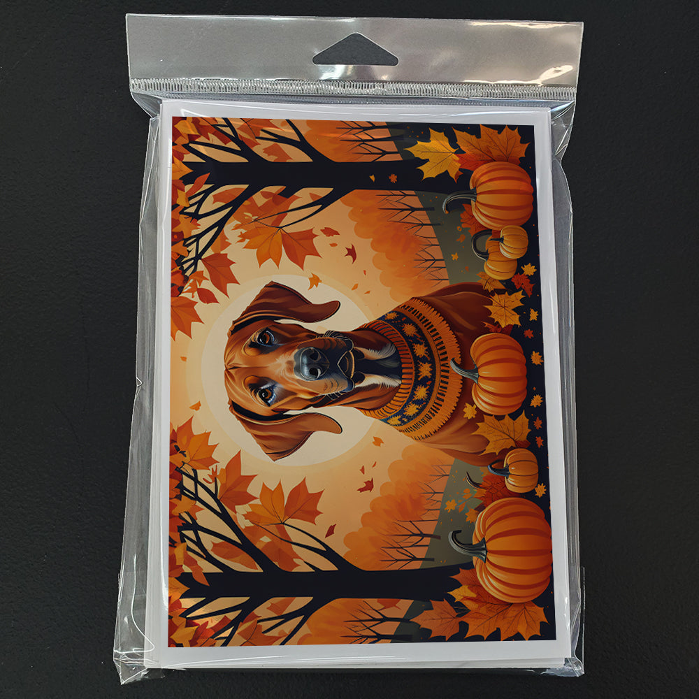 Rhodesian Ridgeback Fall Greeting Cards Pack of 8 Blank Cards with Envelopes Whimsical A7 Size 5x7
