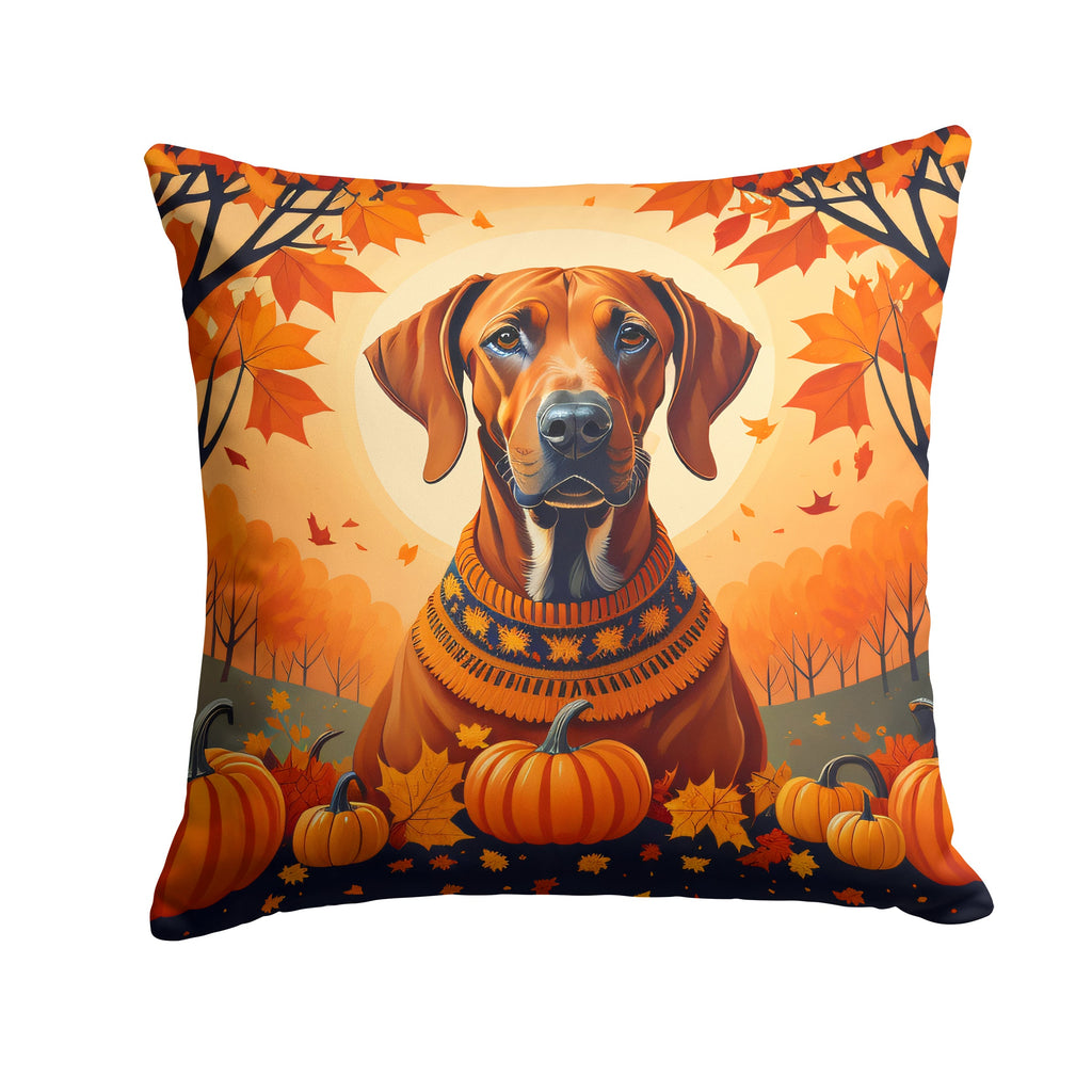 Rhodesian Ridgeback Fall Decorative Throw Pillow 14x14 Indoor Outdoor Accent Cushion, Fabric Cover with Insert for Sofa, Bed, Porch & Living Room