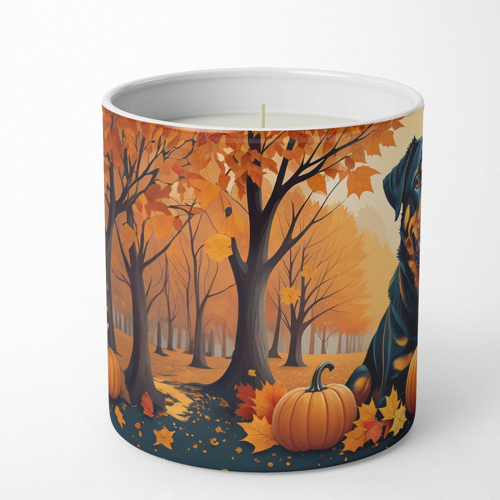 Rottweiler Fall Decorative Soy Candle Nature Soy Wax Essential Oil Home Decor Ideal for Bedroom Kitchen Bath Office Gift, 10 oz