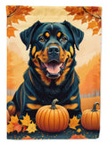 Rottweiler Fall House Flag 28x40 Porch Sleeve Pole Decorative Outside Yard Banner Artwork Wall Hanging, Polyester
