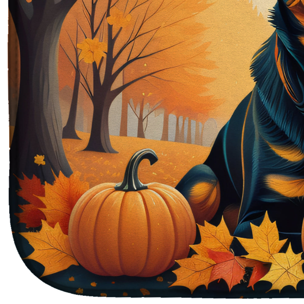 Rottweiler Fall Dish Drying Mat Absorbent Dish Drying Mat Pad for Kitchen Counter Dish Drainer Mat for Countertop, 14 x 21", Multicolor