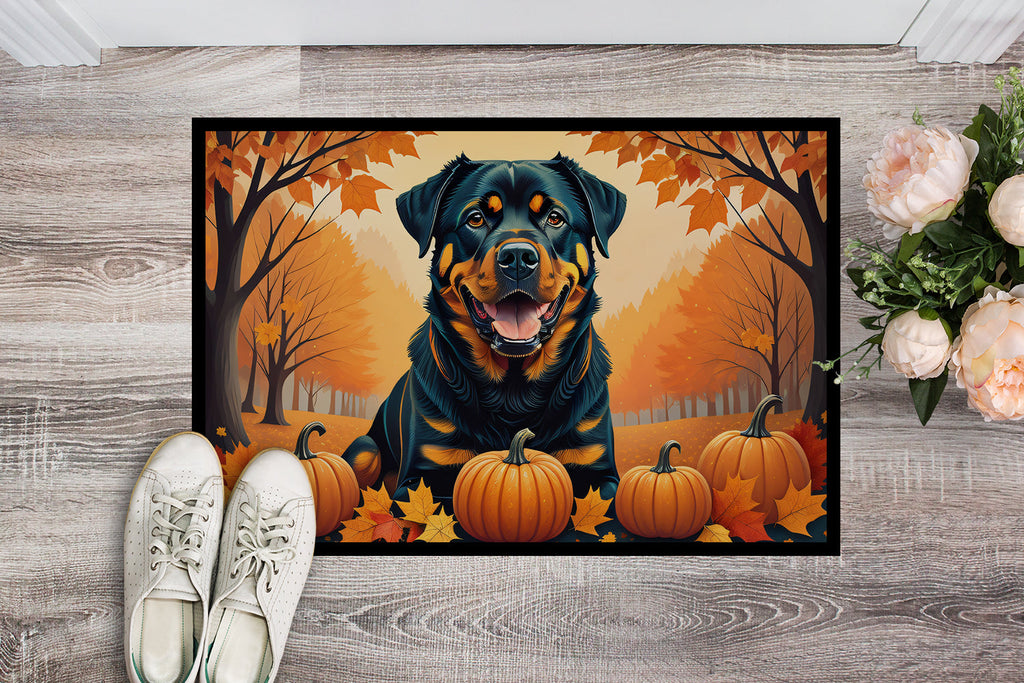 Rottweiler Fall Doormat Indoor Outdoor 24H X 36W Front Door Mat Rugs for Entryway, Non Slip Washable Low Pile,
