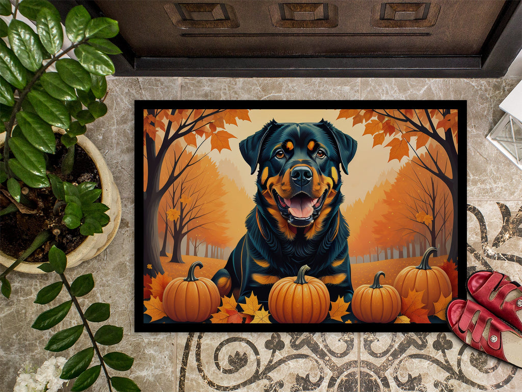 Rottweiler Fall Doormat Indoor Outdoor 24H X 36W Front Door Mat Rugs for Entryway, Non Slip Washable Low Pile,
