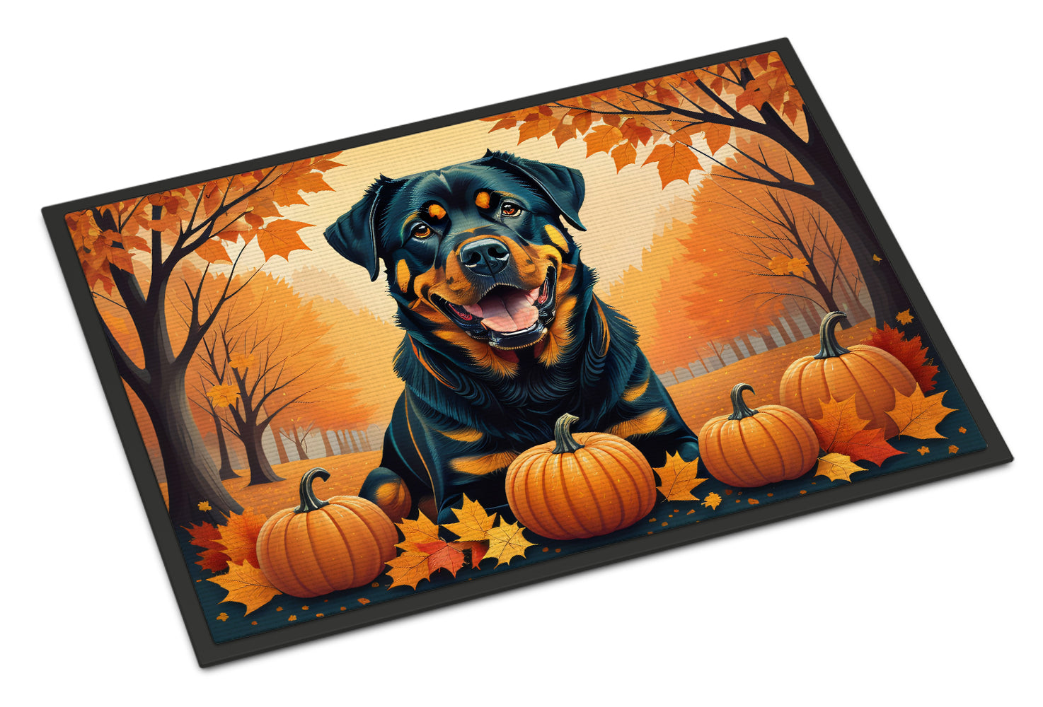 Rottweiler Fall Doormat Indoor Outdoor 18H X 27W Front Door Mat Rugs for Entryway, Non Slip Washable
