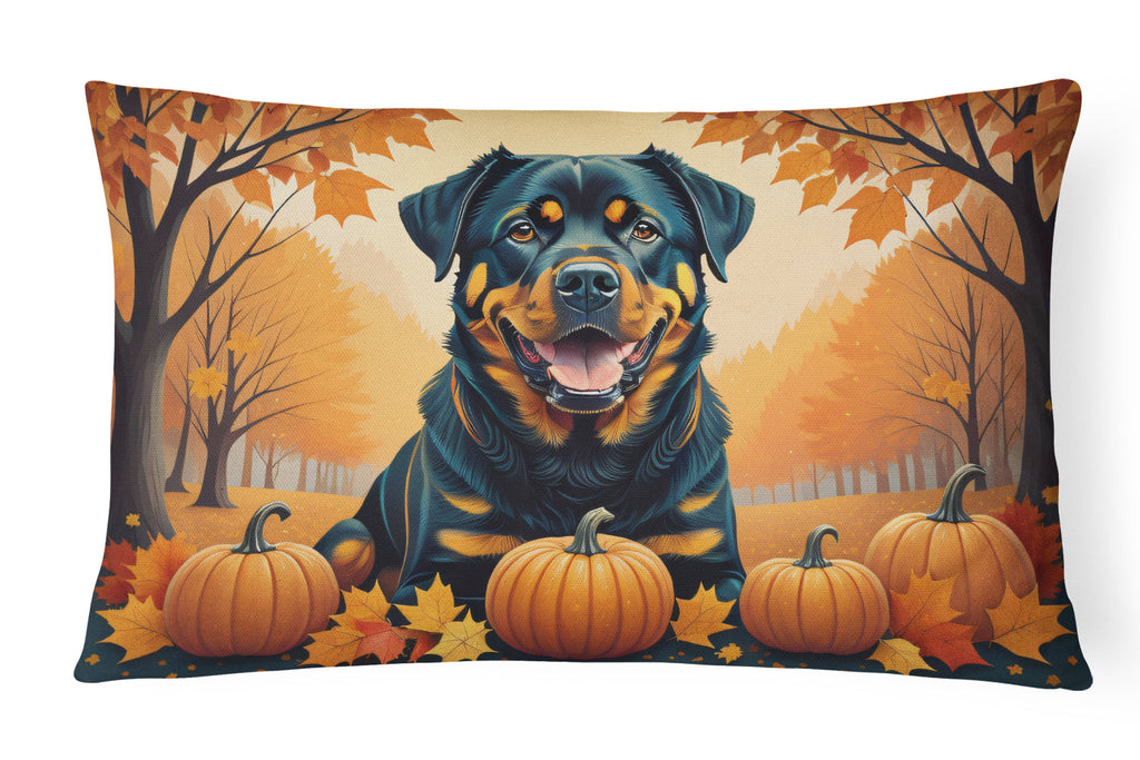 Rottweiler Fall Decorative Throw Pillow 12x16 Indoor Outdoor Accent Cushion, Fabric Cover with Insert for Sofa, Bed, Porch & Living Room