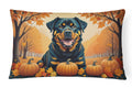 Rottweiler Fall Decorative Throw Pillow 12x16 Indoor Outdoor Accent Cushion, Fabric Cover with Insert for Sofa, Bed, Porch & Living Room
