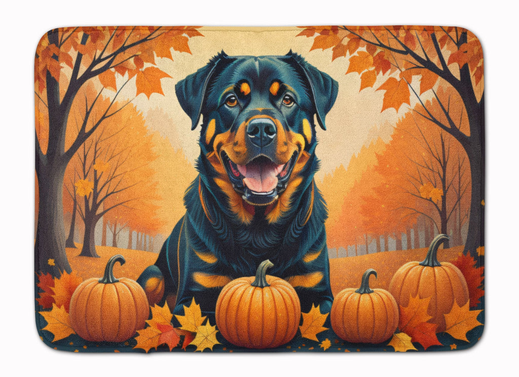 Rottweiler Fall Memory Foam Kitchen Mat Machine Washable Anti-Fatigue Cushion Comfort Bath or Kitchen Rug