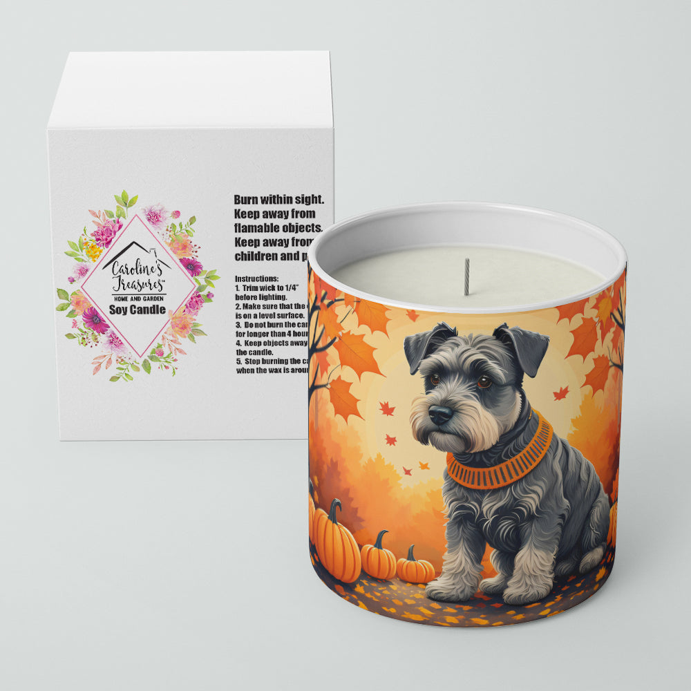 Schnauzer Fall Decorative Soy Candle Nature Soy Wax Essential Oil Home Decor Ideal for Bedroom Kitchen Bath Office Gift, 10 oz