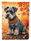 Schnauzer Fall House Flag 28x40 Porch Sleeve Pole Decorative Outside Yard Banner Artwork Wall Hanging, Polyester