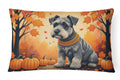 Schnauzer Fall Decorative Throw Pillow 12x16 Indoor Outdoor Accent Cushion, Fabric Cover with Insert for Sofa, Bed, Porch & Living Room