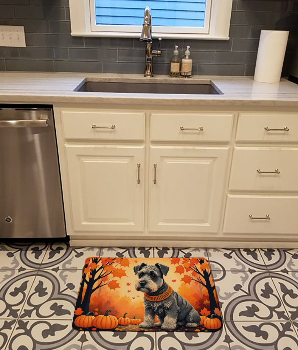 Schnauzer Fall Memory Foam Kitchen Mat Machine Washable Anti-Fatigue Cushion Comfort Bath or Kitchen Rug