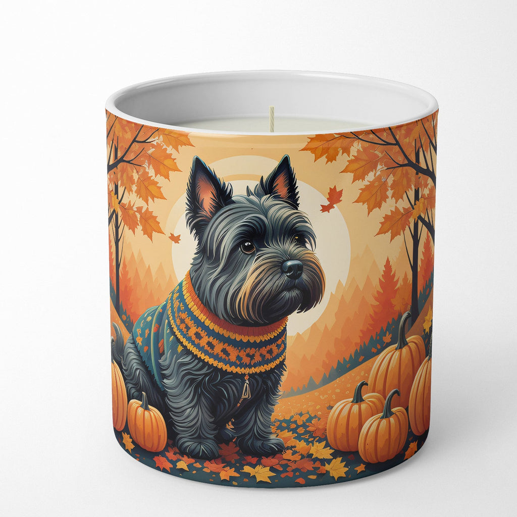 Scottish Terrier Fall Decorative Soy Candle Nature Soy Wax Essential Oil Home Decor Ideal for Bedroom Kitchen Bath Office Gift, 10 oz