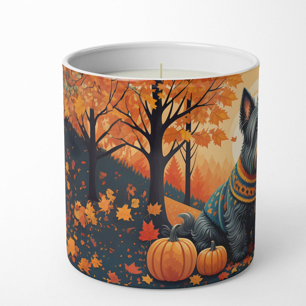 Scottish Terrier Fall Decorative Soy Candle Nature Soy Wax Essential Oil Home Decor Ideal for Bedroom Kitchen Bath Office Gift, 10 oz