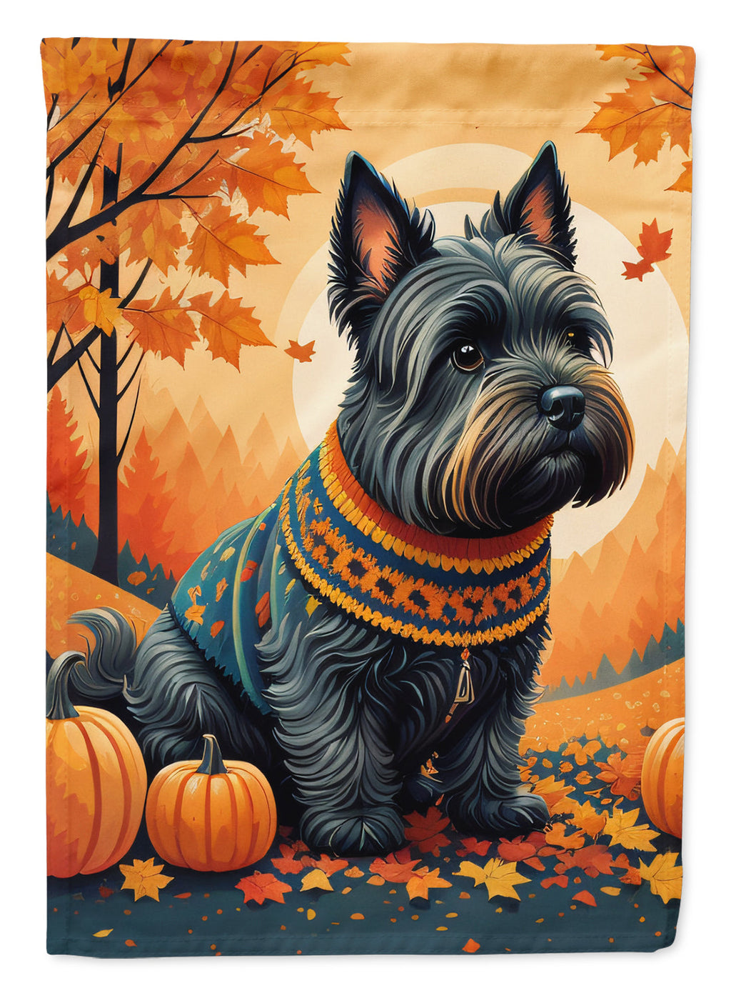 Scottish Terrier Fall House Flag 28x40 Porch Sleeve Pole Decorative Outside Yard Banner Artwork Wall Hanging, Polyester