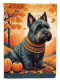 Scottish Terrier Fall House Flag 28x40 Porch Sleeve Pole Decorative Outside Yard Banner Artwork Wall Hanging, Polyester