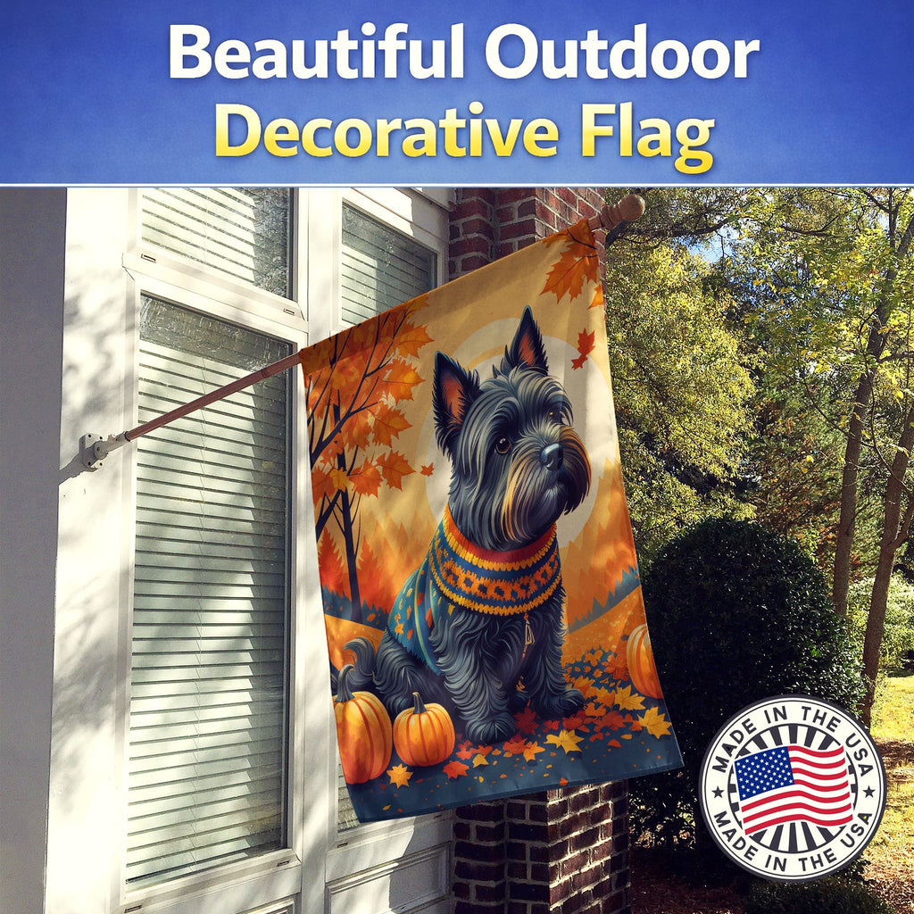 Scottish Terrier Fall House Flag 28x40 Porch Sleeve Pole Decorative Outside Yard Banner Artwork Wall Hanging, Polyester