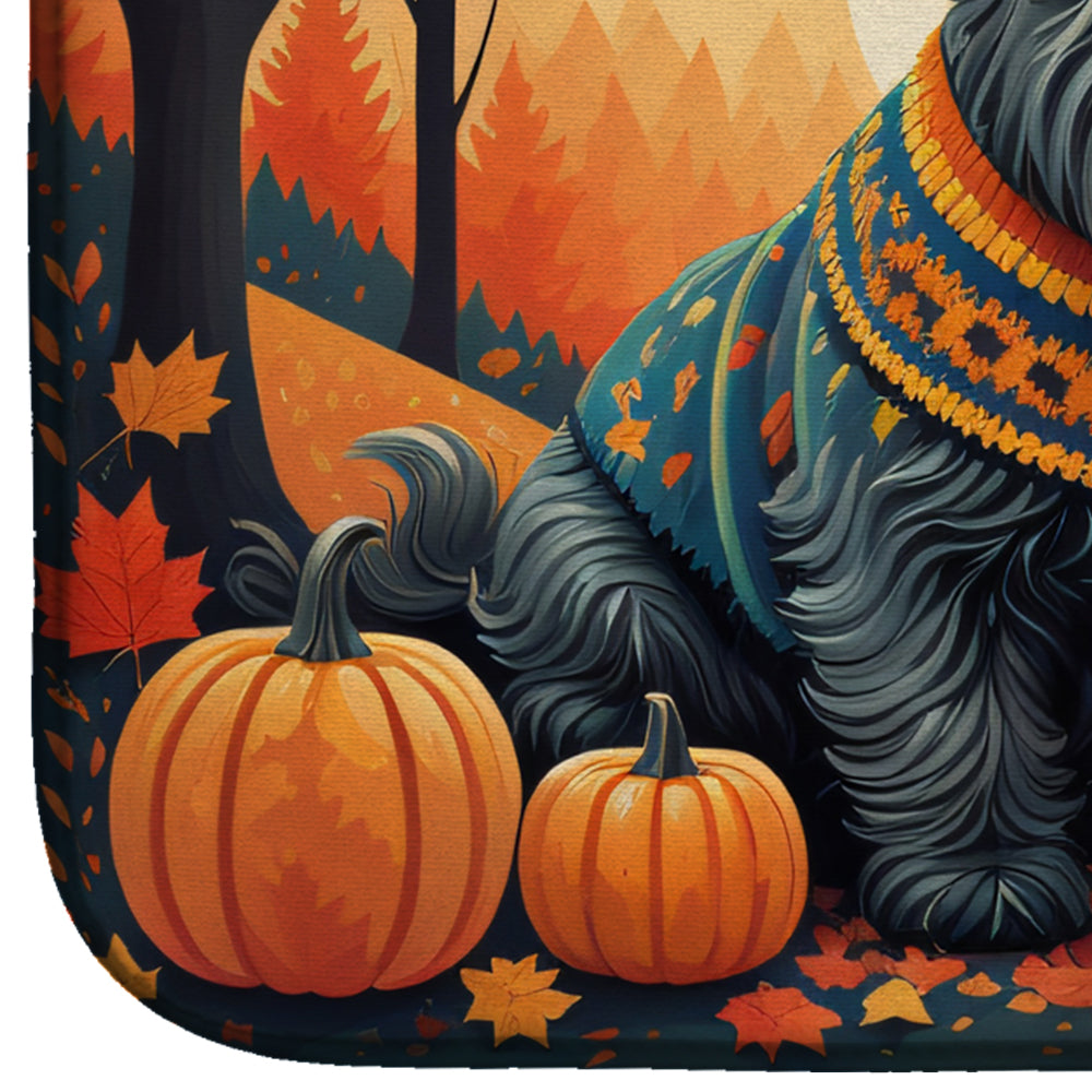 Scottish Terrier Fall Dish Drying Mat Absorbent Dish Drying Mat Pad for Kitchen Counter Dish Drainer Mat for Countertop, 14 x 21", Multicolor