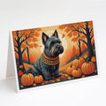 Scottish Terrier Fall Greeting Cards Pack of 8 Blank Cards with Envelopes Whimsical A7 Size 5x7