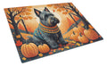 Scottish Terrier Fall Cutting Board Tempered Glass Kitchen Cutting Surface, Heat Resistant Chopping, Non-Slip Feet, Food Prep & Serving
