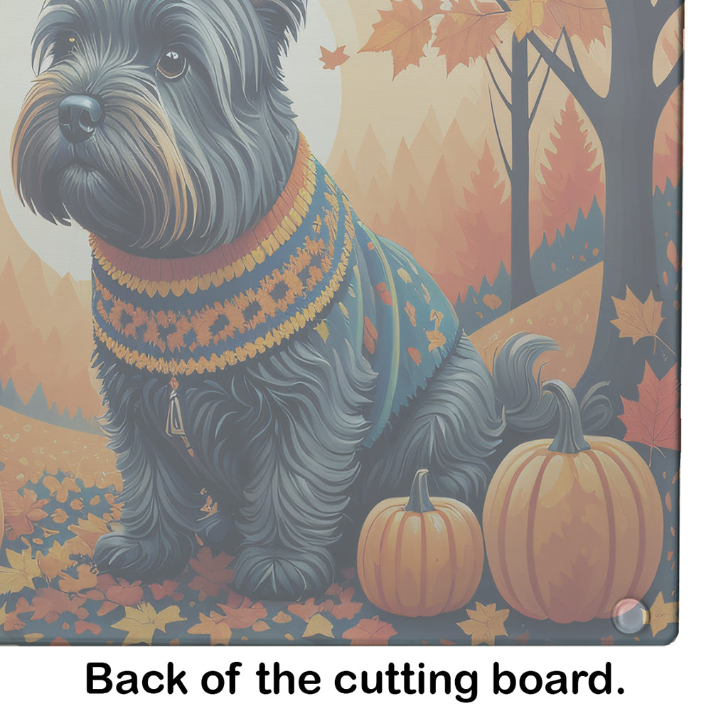 Scottish Terrier Fall Cutting Board Tempered Glass Kitchen Cutting Surface, Heat Resistant Chopping, Non-Slip Feet, Food Prep & Serving