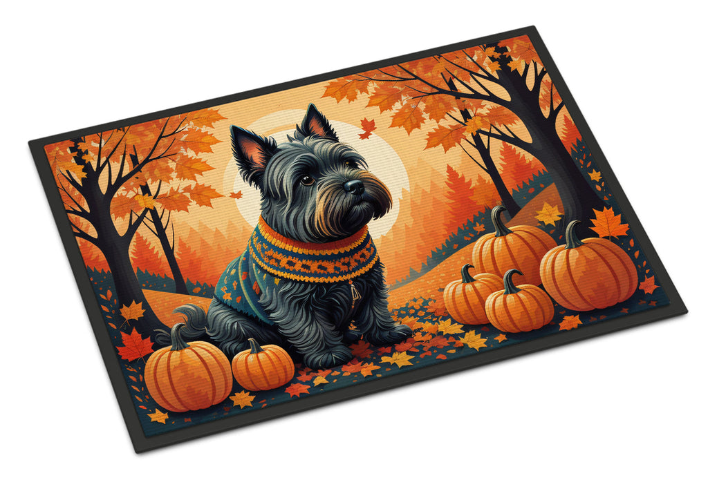 Scottish Terrier Fall Doormat Indoor Outdoor 18H X 27W Front Door Mat Rugs for Entryway, Non Slip Washable