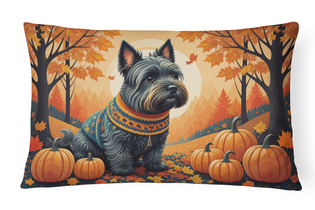 Scottish Terrier Fall Decorative Throw Pillow 12x16 Indoor Outdoor Accent Cushion, Fabric Cover with Insert for Sofa, Bed, Porch & Living Room
