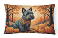 Scottish Terrier Fall Decorative Throw Pillow 12x16 Indoor Outdoor Accent Cushion, Fabric Cover with Insert for Sofa, Bed, Porch & Living Room