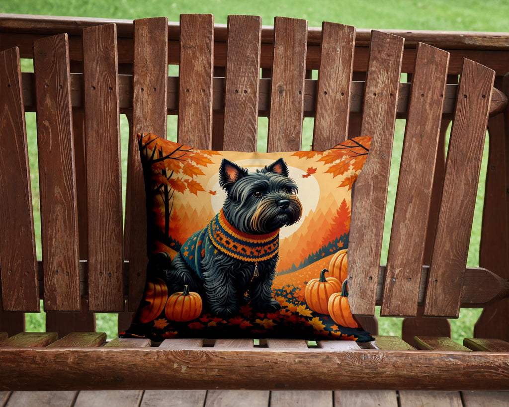 Scottish Terrier Fall Decorative Throw Pillow 14x14 Indoor Outdoor Accent Cushion, Fabric Cover with Insert for Sofa, Bed, Porch & Living Room