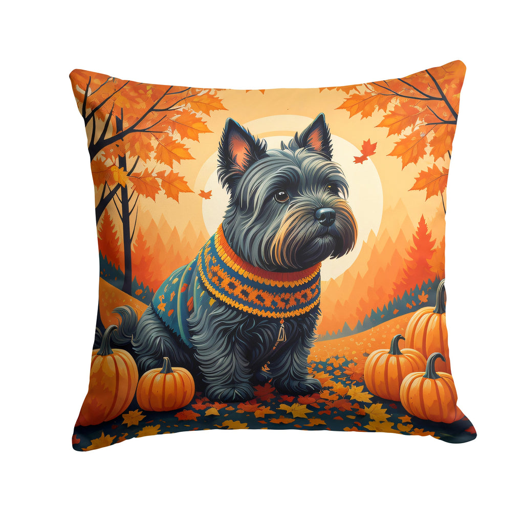 Scottish Terrier Fall Decorative Throw Pillow 18x18 Indoor Outdoor Accent Cushion, Fabric Cover with Insert for Sofa, Bed, Porch & Living Room