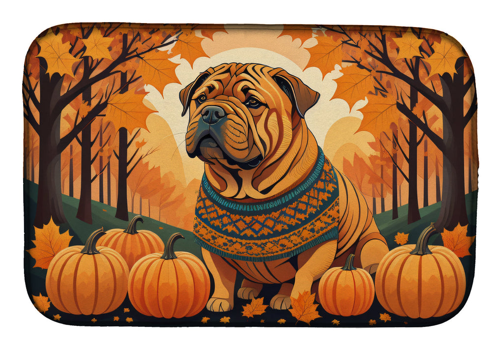 Shar Pei Fall Dish Drying Mat Absorbent Dish Drying Mat Pad for Kitchen Counter Dish Drainer Mat for Countertop, 14 x 21", Multicolor