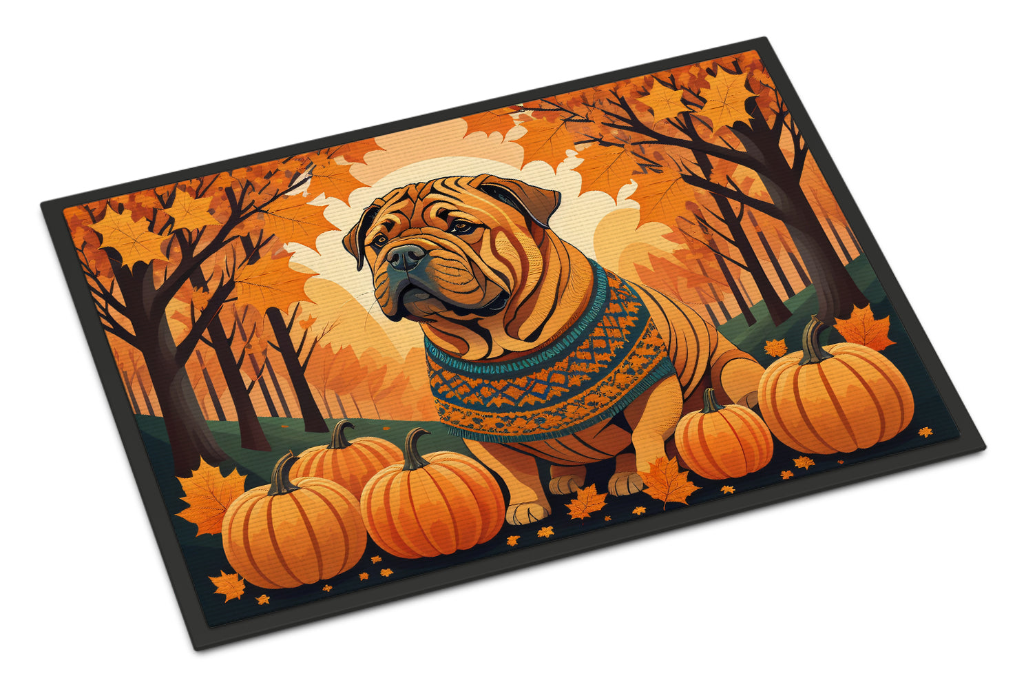 Shar Pei Fall Doormat Indoor Outdoor 18H X 27W Front Door Mat Rugs for Entryway, Non Slip Washable