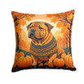 Shar Pei Fall Decorative Throw Pillow 14x14 Indoor Outdoor Accent Cushion, Fabric Cover with Insert for Sofa, Bed, Porch & Living Room