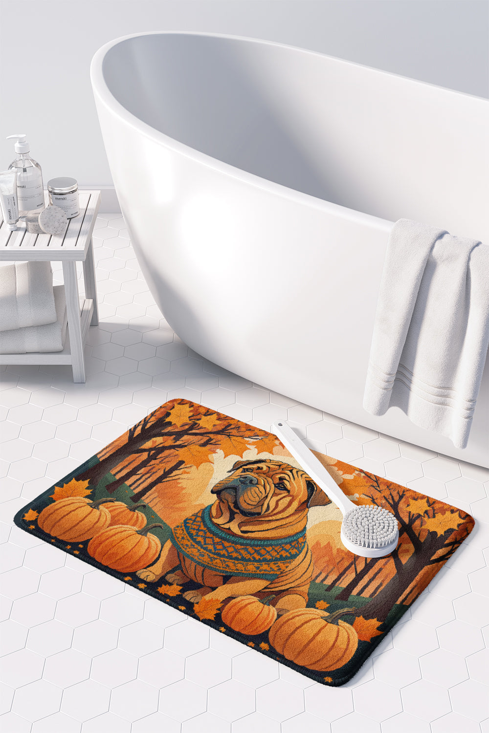 Shar Pei Fall Memory Foam Kitchen Mat Machine Washable Anti-Fatigue Cushion Comfort Bath or Kitchen Rug