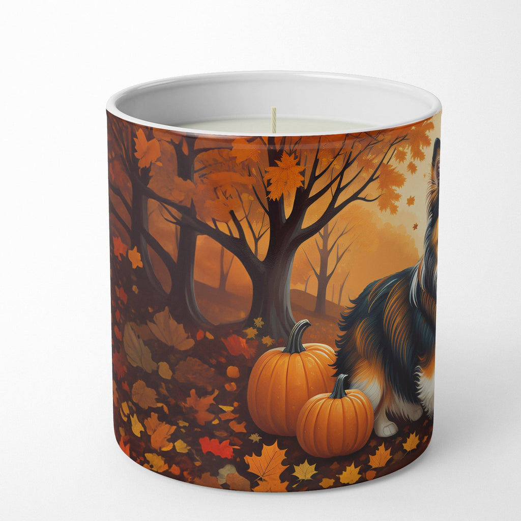 Sheltie Fall Decorative Soy Candle Nature Soy Wax Essential Oil Home Decor Ideal for Bedroom Kitchen Bath Office Gift, 10 oz