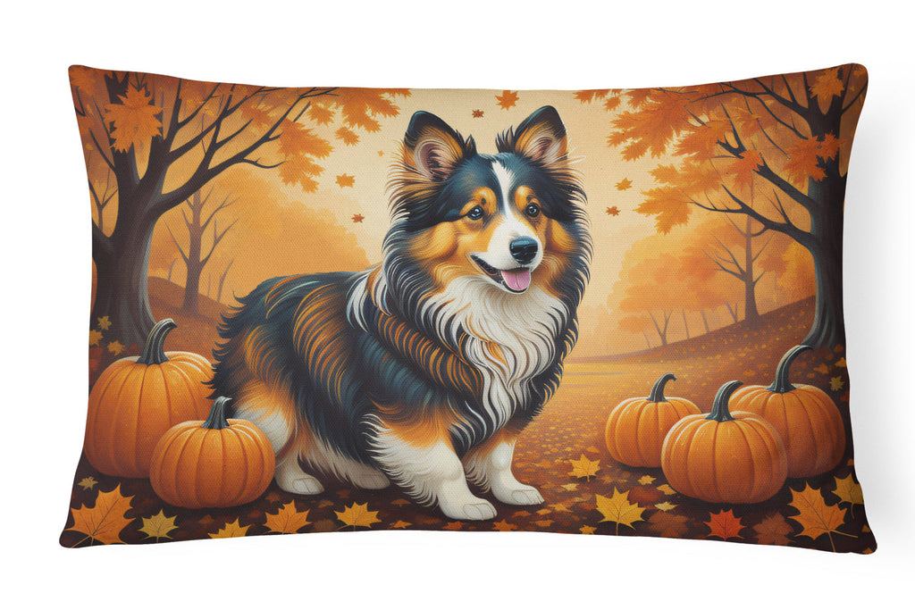 Sheltie Fall Decorative Throw Pillow 12x16 Indoor Outdoor Accent Cushion, Fabric Cover with Insert for Sofa, Bed, Porch & Living Room
