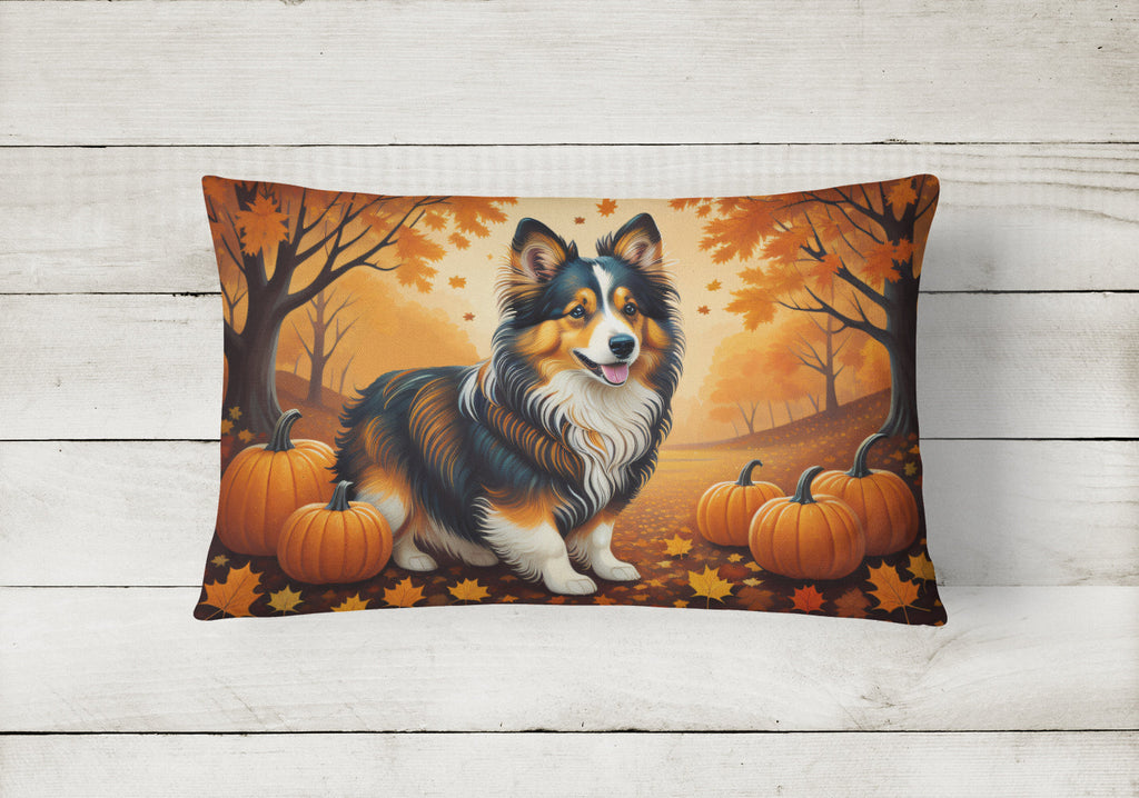 Sheltie Fall Decorative Throw Pillow 12x16 Indoor Outdoor Accent Cushion, Fabric Cover with Insert for Sofa, Bed, Porch & Living Room
