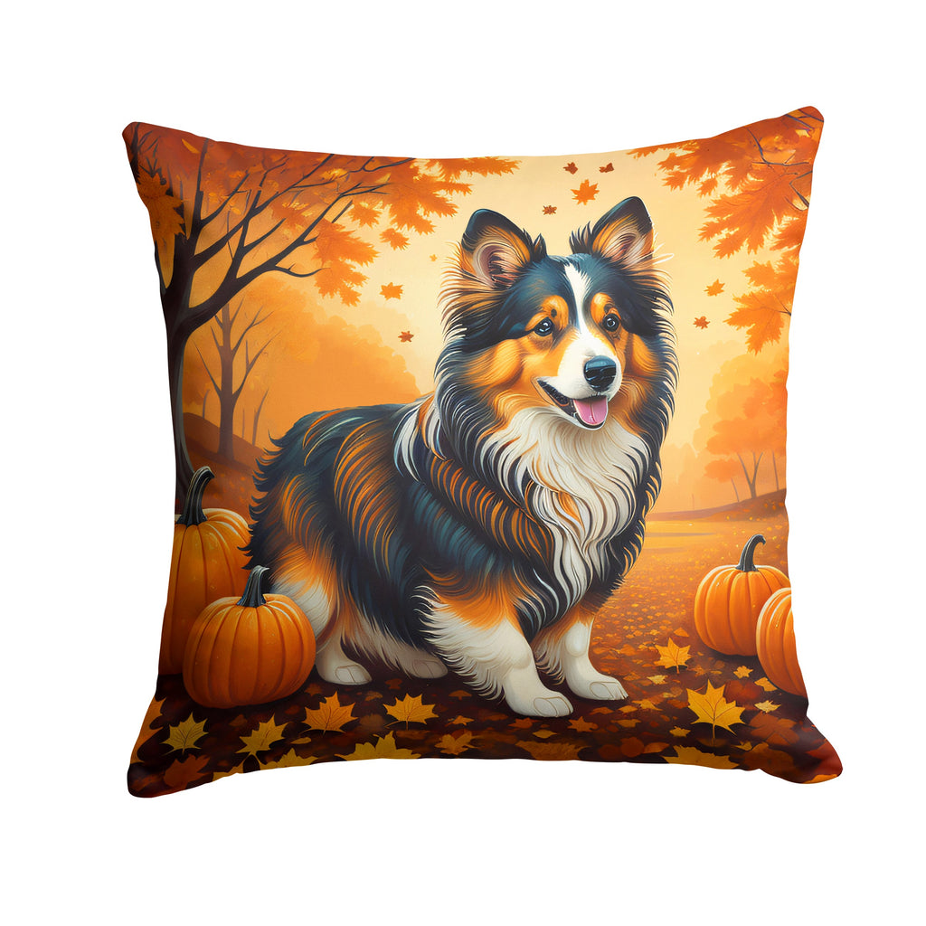 Sheltie Fall Decorative Throw Pillow 18x18 Indoor Outdoor Accent Cushion, Fabric Cover with Insert for Sofa, Bed, Porch & Living Room