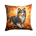 Sheltie Fall Decorative Throw Pillow 18x18 Indoor Outdoor Accent Cushion, Fabric Cover with Insert for Sofa, Bed, Porch & Living Room