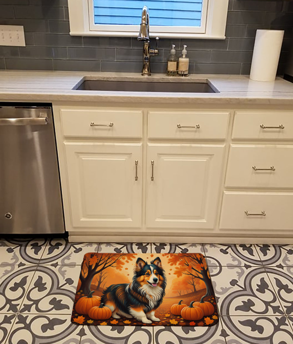 Sheltie Fall Memory Foam Kitchen Mat Machine Washable Anti-Fatigue Cushion Comfort Bath or Kitchen Rug