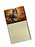Sheltie Fall Watercolor Sticky Note Holder Refillable Dispenser Desk Accessory 3x3 Pad Gift