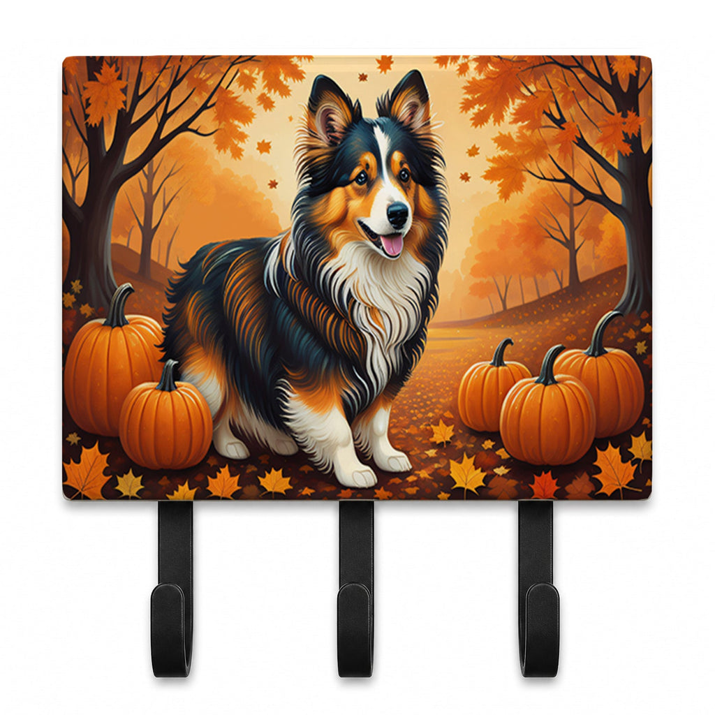 Sheltie Fall Leash or Key Holder Wall Hooks, Coat Rack Wall Mount, for Hanging Keys, Towels, Aprons, Leashes