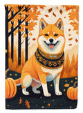Shiba Inu Fall House Flag 28x40 Porch Sleeve Pole Decorative Outside Yard Banner Artwork Wall Hanging, Polyester